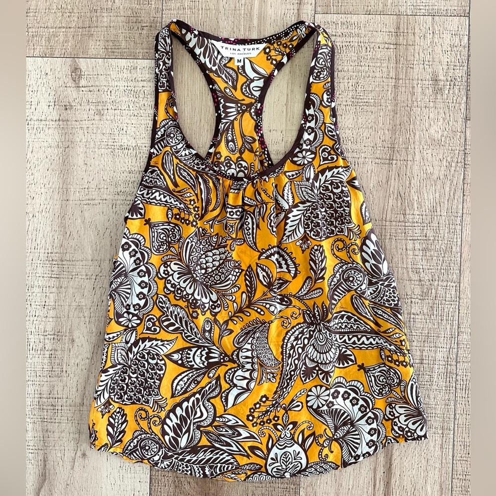 Trina Turk printed silk racerback tank top